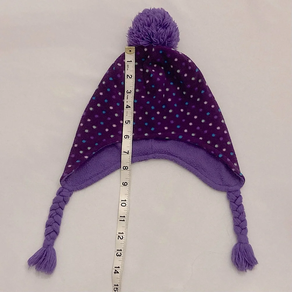 Target Winter Hat Ear Flap Pom Pom Hat Purple Blue White Polka Dots